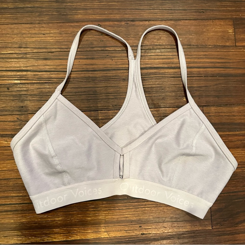 Outdoor Voices Womens Racerback Sports Bra Size S V Neck Heathered Stretch